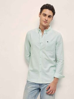 The Bear House - Green Stripes Slim Fit Shirt
