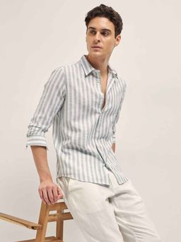 The Bear House - Green Stripes Slim Fit Shirt