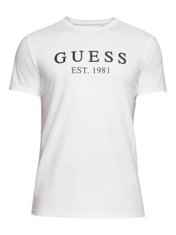 Guess - White Solid Regular Fit T-Shirt