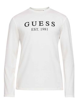 Guess - White Solid Regular Fit T-Shirt