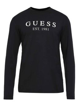 Guess - Navy Blue Solid Regular Fit T-Shirt