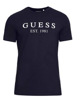 Guess - Navy Blue Solid Regular Fit T-Shirt