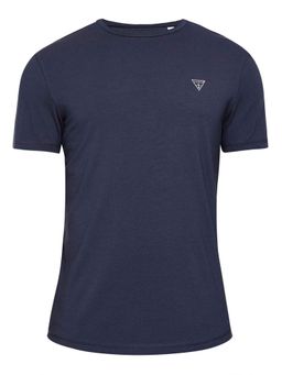 Guess - Navy Blue Solid Slim Fit T-Shirt