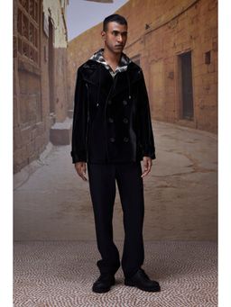 Genes Lecoanet Hemant - Shiny Velvet Double-Breasted Black Blazer