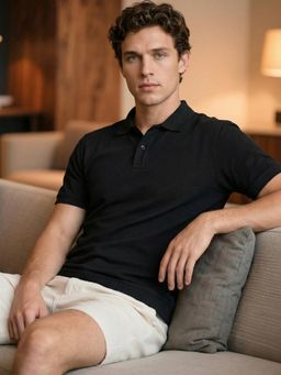 Bewakoof - Men Jet Black Polo T-Shirt