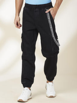 Being Human - Solid Black Cotton Jogger