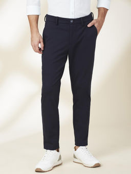 Being Human - Solid Navy Blue Polyester Trouser