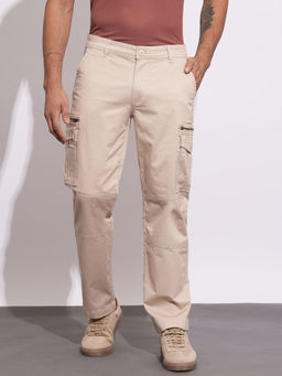 Being Human - Solid Beige Cotton Trouser