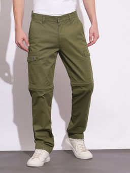 Being Human - Solid Green Cotton Trouser