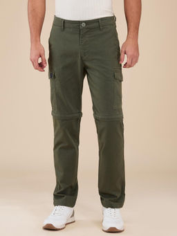 Being Human - Solid Green Cotton Trouser