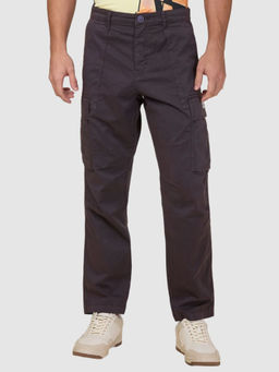 Being Human - Men Solid Grey Cotton Cargo Trouser