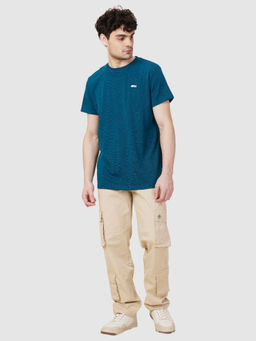 Being Human - Men Solid Beige Cotton Cargo Trouser