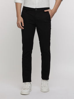 Crocodile - Men Black Peached Plain Stretch Trousers