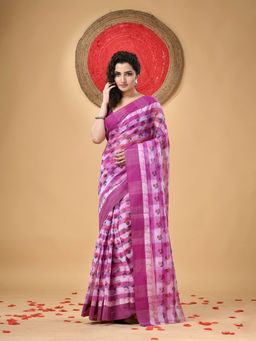 DESH BIDESH - Pure Cotton Handloom Tant Printed Saree without Blouse