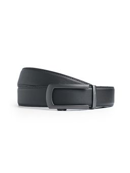 CAZZANO - Men Leather Belt with Slider Buckle-Black