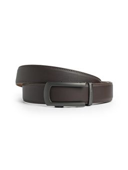 CAZZANO - Men Leather Belt with Slider Buckle-Brown