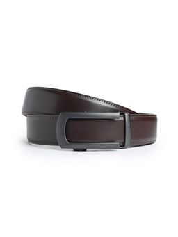 CAZZANO - Men Leather Belt with Slider Buckle-Brown