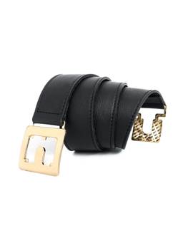 Celtic - Men Black Leather Belt With Dual-Tone Metal Clip Buckle | Modern Minimal Design