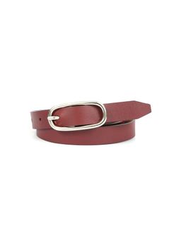Celtic - Women'S Minimalist Leather Belt with Shiny Oval Buckle