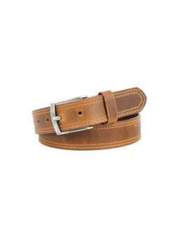 Celtic - Classic Tan Leather Men Belt with Double Stitch Detailing