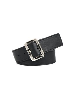 Celtic - Premium Black Leather Men Belt with Designer Crystal Buckle