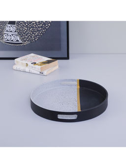 HomeTown - Bamboo Decorative Tray, Grey & Black
