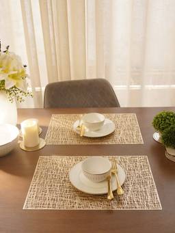 Pure Home + Living - Set of 2 Gold Metallic Pvc Placemats