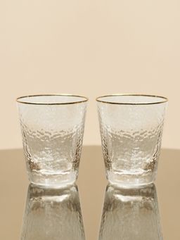 Pure Home + Living - Set of 2 Clear Hammered Drinking Glasses