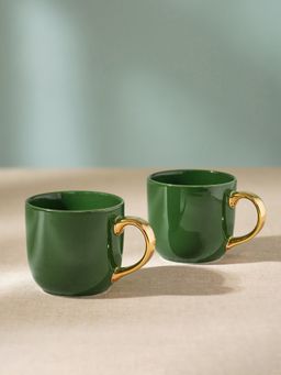 Pure Home + Living - Set of 2 Dark Green Senorita Coffee Mugs