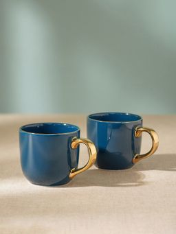 Pure Home + Living - Set of 2 Dark Blue Senorita Coffee Mugs