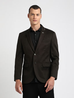 The Bear House - Men Brown Solid Tailored Fit Single-Breasted Formal Blazer