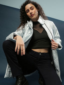 PINACOLADA - Blue Women Solid Stylish Heavy Long jacket