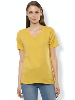 Van Heusen - Yellow T-shirt Solid-plain