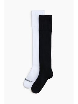H&M - Unisex White 2-Pack Football Socks With Drymove