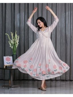 Sukruti Design - Hydrengea - Ice Peach Ruffle Floor Length Maxi Dress