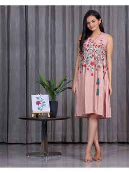 Sukruti Design - Kusum - Salmon Pink Knee Length Dress