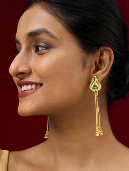 Teejh - Aureya Green Stone Gold Danglers
