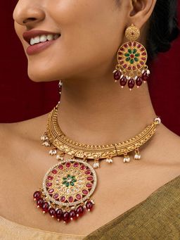 Teejh - Aarzaa Gold Ghungroo Necklace Set