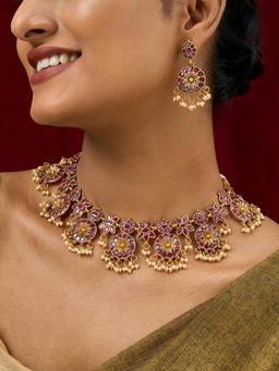 Teejh - Rupika Beaded Gold Necklace Set