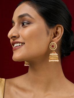 Teejh - Hiran Gold Red Jhumka