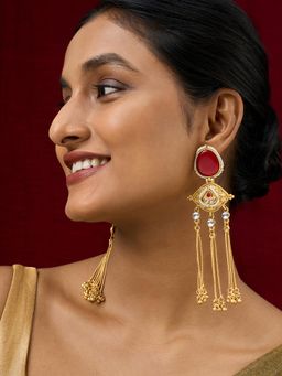 Teejh - Kanira Red Gold Dangler Earrings