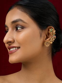 Teejh - Phul Gold Stones Earcuffs