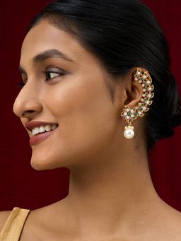 Teejh - Zaray Gold Stones and Pearls Earcuffs