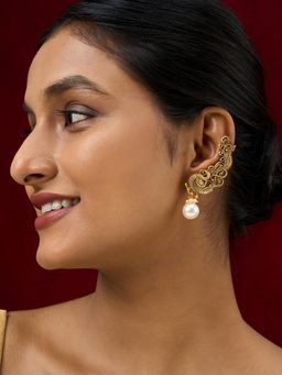 Teejh - Karika Gold Pearl Earcuffs
