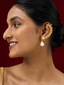 Teejh - Anjuma Silver And Pearl Earcuff