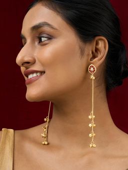Teejh - Kashni Red and Gold Ghungroo Danglers