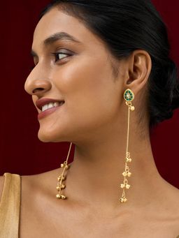 Teejh - Kashni Green and Gold Ghungroo Danglers