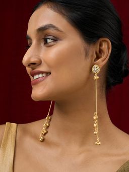 Teejh - Kashni White and Gold Ghungroo Danglers