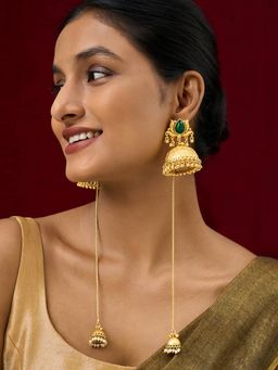 Teejh - Gulis Gold and Green Ghungroo Jhumkas
