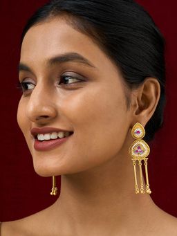 Teejh - Amara Gold Red Stone Danglers